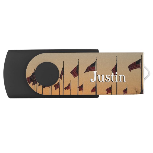 Flags at Sunset American Patriotic USA Flash Drive (Front)