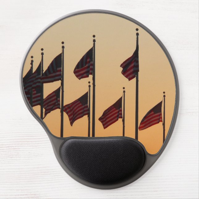 Flags at Sunset American Patriotic USA Gel Mouse Pad (Front)