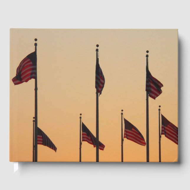 Flags at Sunset American Patriotic USA Guest Book (Front)