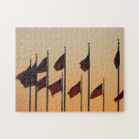 Flags at Sunset American Patriotic USA Jigsaw Puzzle