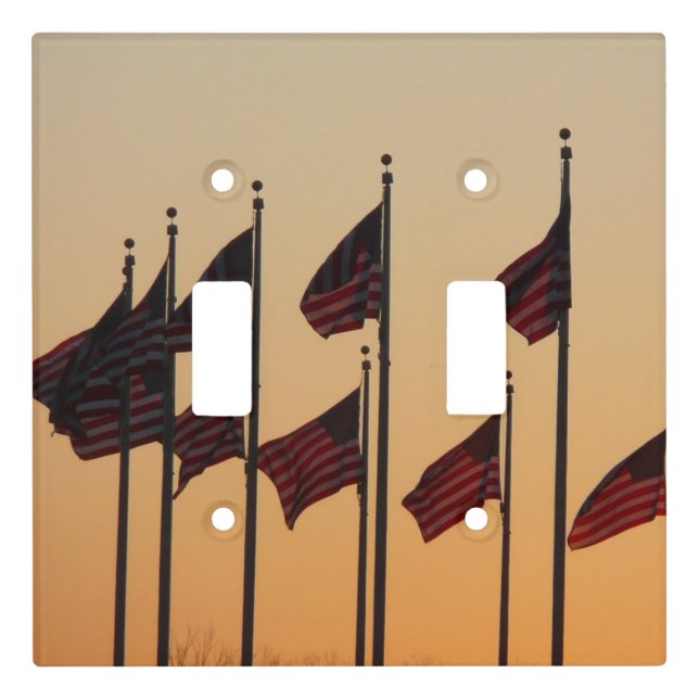 Flags at Sunset American Patriotic USA Light Switch Cover (Front)