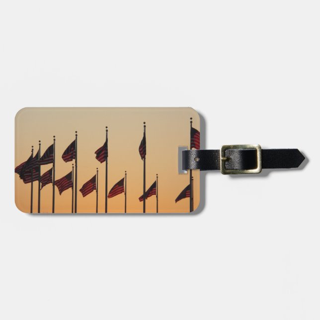 Flags at Sunset American Patriotic USA Luggage Tag (Front Horizontal)