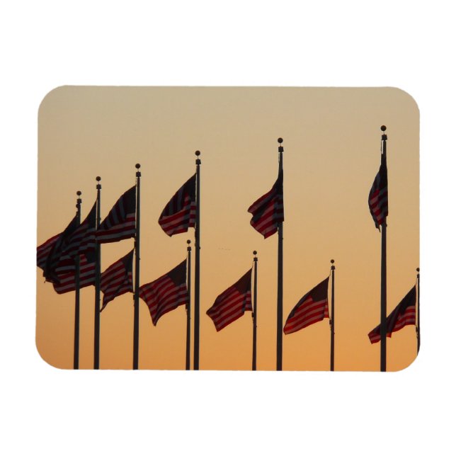 Flags at Sunset American Patriotic USA Magnet (Horizontal)