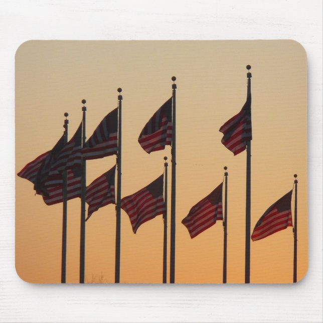Flags at Sunset American Patriotic USA Mouse Pad (Front)
