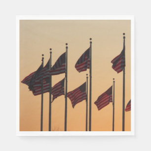 Flags at Sunset American Patriotic USA Napkins