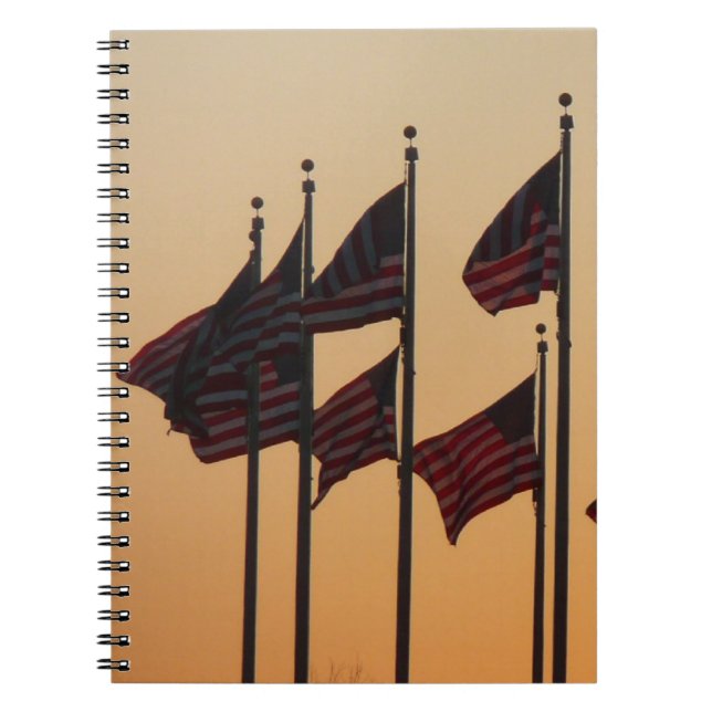 Flags at Sunset American Patriotic USA Notebook (Front)