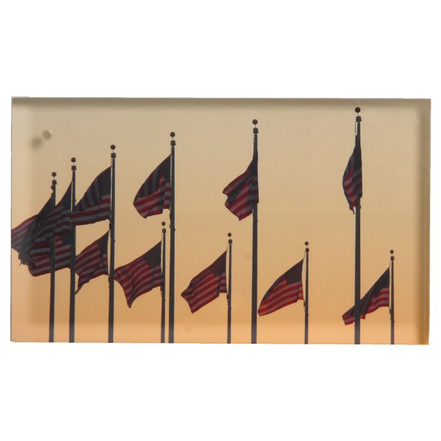 Flags at Sunset American Patriotic USA Place Card Holder (Front)