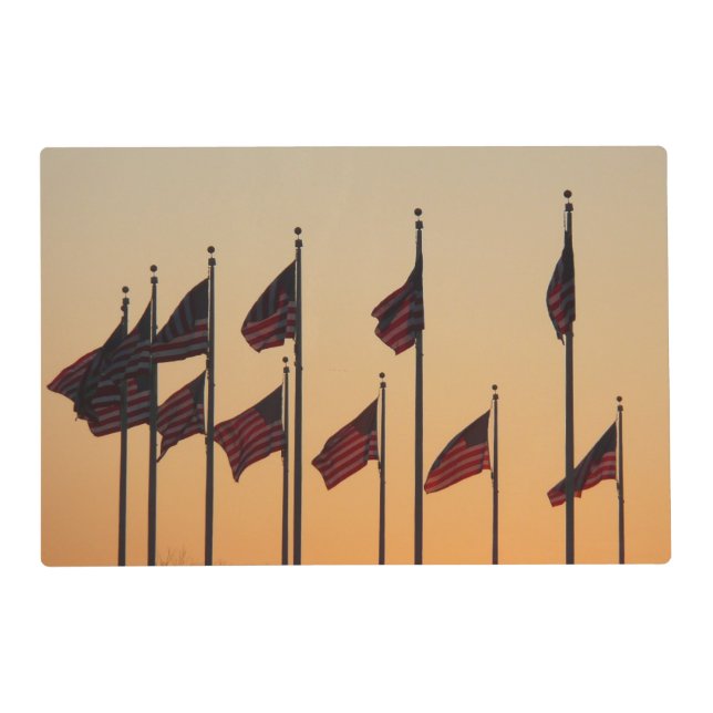 Flags at Sunset American Patriotic USA Placemat (Front)