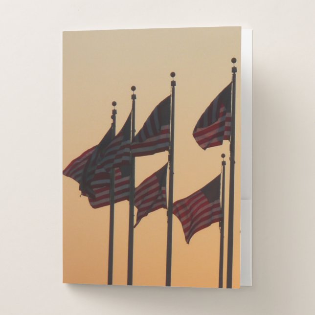 Flags at Sunset American Patriotic USA Pocket Folder (Front)