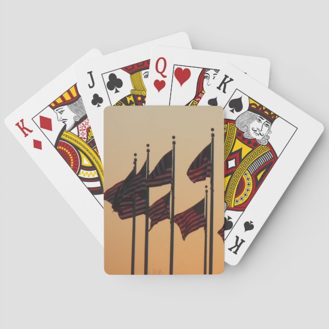 Flags at Sunset American Patriotic USA Poker Cards (Back)