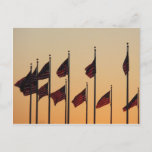 Flags at Sunset American Patriotic USA Postcard
