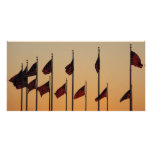 Flags at Sunset American Patriotic USA Poster