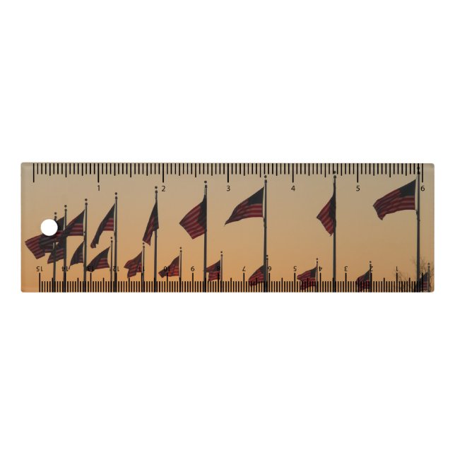 Flags at Sunset American Patriotic USA Ruler (Front)