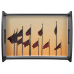 Flags at Sunset American Patriotic USA Serving Tray