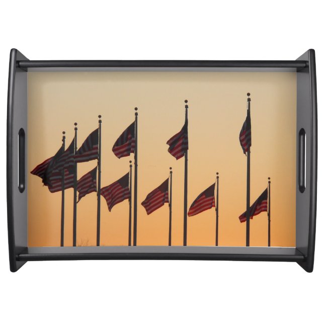 Flags at Sunset American Patriotic USA Serving Tray (Front)