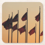 Flags at Sunset American Patriotic USA Square Paper Coaster