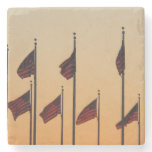 Flags at Sunset American Patriotic USA Stone Coaster