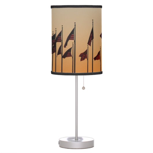 Flags at Sunset American Patriotic USA Table Lamp (Left)
