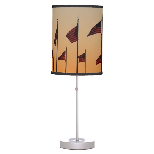 Flags at Sunset American Patriotic USA Table Lamp (Front)