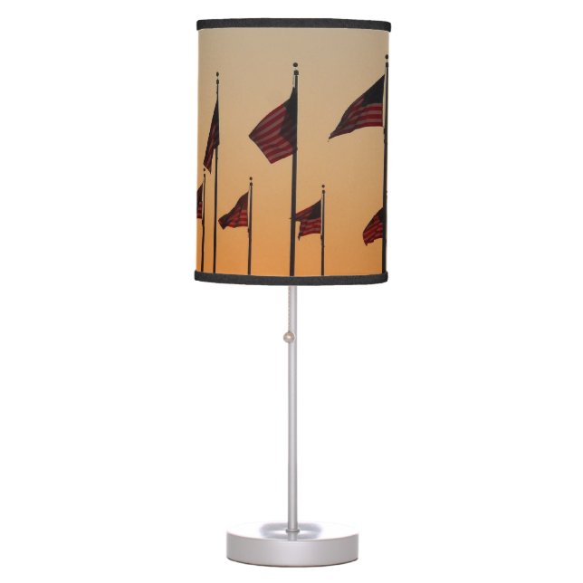 Flags at Sunset American Patriotic USA Table Lamp (Front)