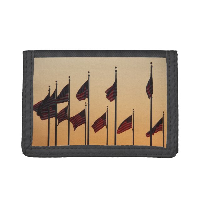 Flags at Sunset American Patriotic USA Trifold Wallet (Front)