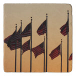 Flags at Sunset American Patriotic USA Trivet