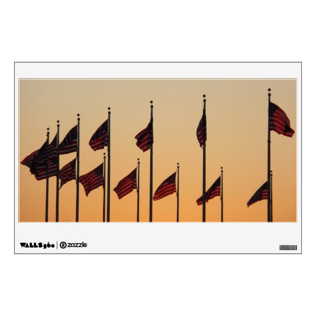 Flags at Sunset American Patriotic USA Wall Decal (Front)