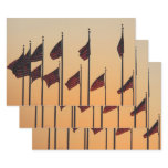 Flags at Sunset American Patriotic USA Wrapping Paper Sheets
