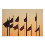 Flags at Sunset I American Patriotic USA Photo Print
