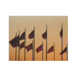 Flags at Sunset I American Patriotic USA Wood Poster