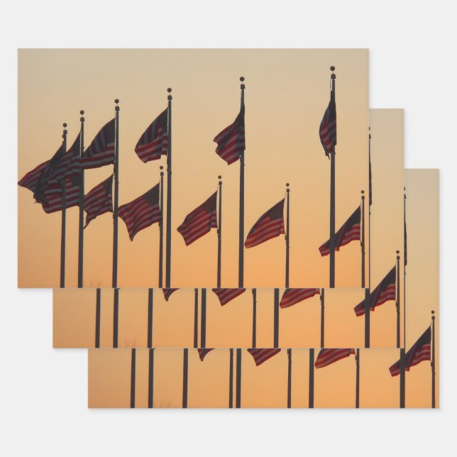 Flags at Sunset Wrapping Paper Sheets (Set)
