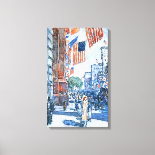 Flags Fifth Avenue by Childe Hassam Vintage Art Canvas Print