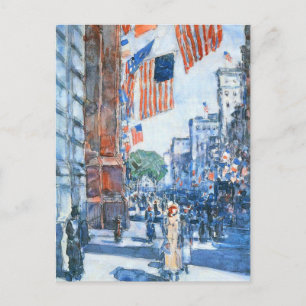 Flags Fifth Avenue by Childe Hassam, Vintage Art Postcard