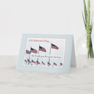 Flags Flying on Veteran's Day Letterpress Thank You Card