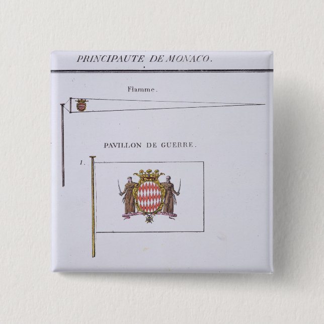 Flags from Monaco, from a French book of Flags, c. Pinback Button (Front)
