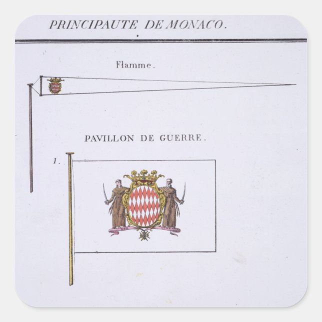 Flags from Monaco, from a French book of Flags, c. Square Sticker (Front)