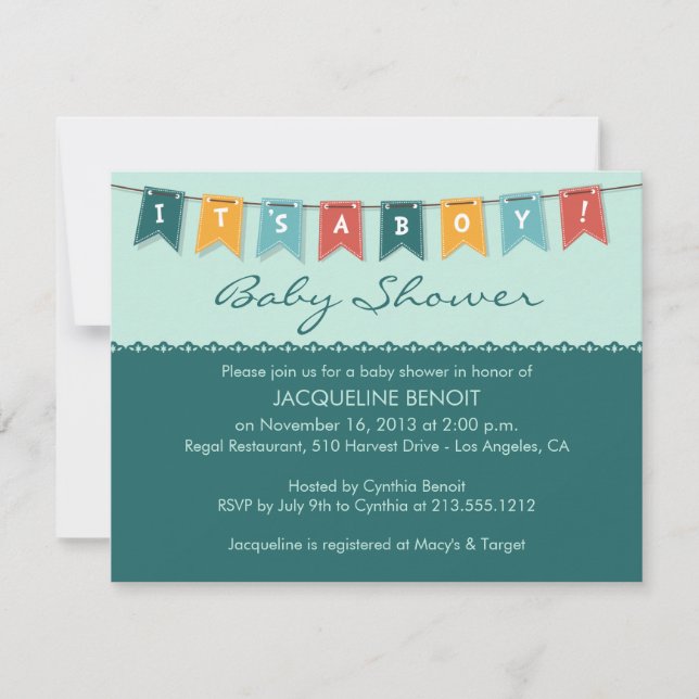 Flags It's A Boy Baby Shower Invitation (Front)