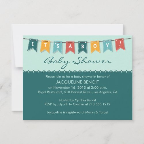 Flags It's A Boy Baby Shower Invitation