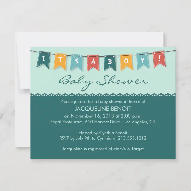 Flags It's A Boy Baby Shower Invitation | Zazzle