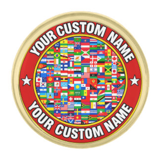 Flags Lapel Pin, Stylish Custom Pin. Gold Finish Lapel Pin
