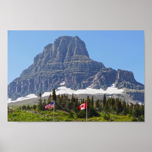 Flags Logan Pass Clements Mountain Montana Poster