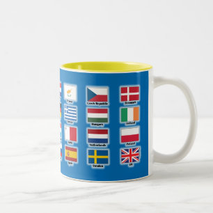 Flags of 28 European Union EU nations - no Brexit Two-Tone Coffee Mug