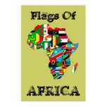 Flags of Africa 36" by 24" Vintage Africa flag Map Poster