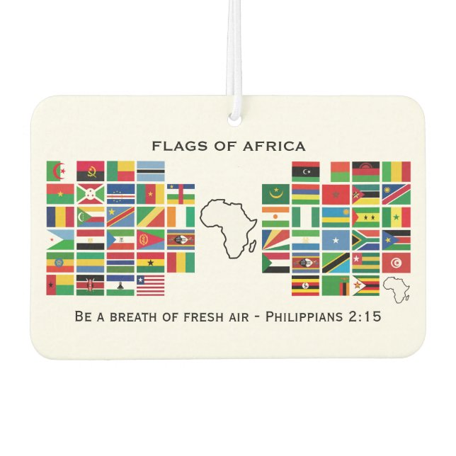 FLAGS OF AFRICA with Customizable Scripture Air Freshener (Front)