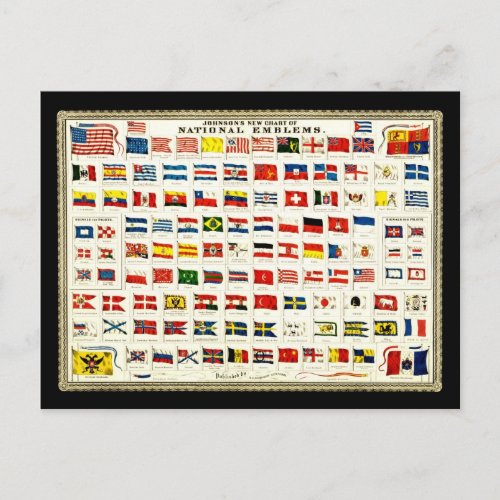 Flags of Countries _ Vintage Chart Postcard
