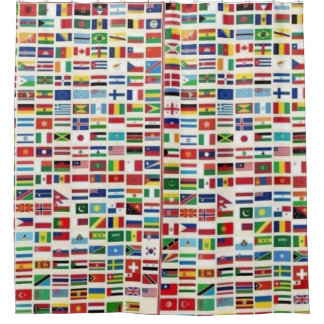 FLAGS OF NATIONS SHOWER CURTAIN