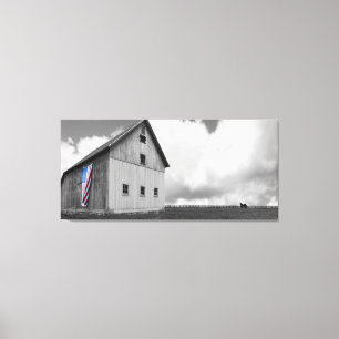 Flags of Our Farmers - Barn with American Flag Canvas Print