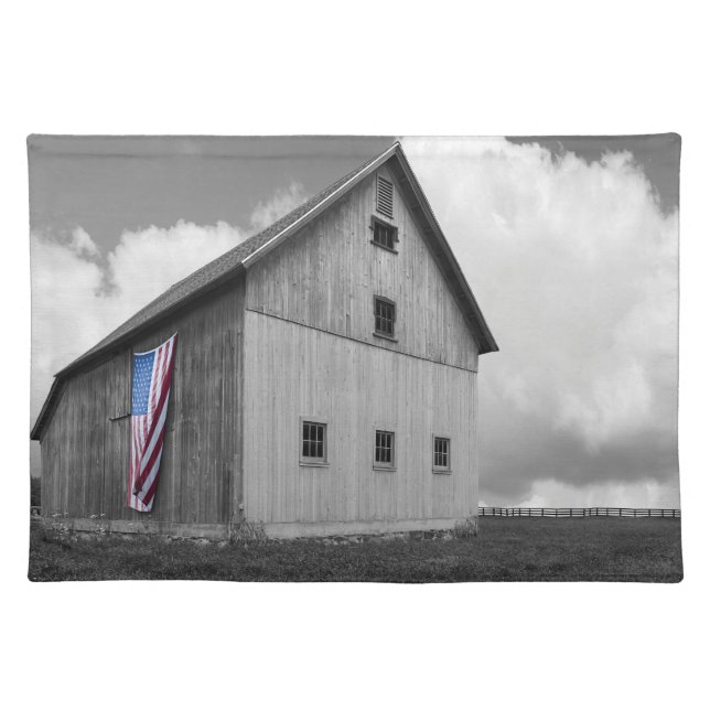 Flags of Our Farmers - Barn with American Flag Cloth Placemat (Front)