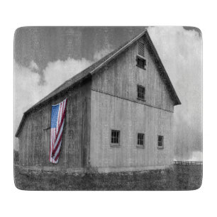 Flags of Our Farmers - Barn with American Flag Cutting Board