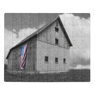 Flags of Our Farmers - Barn with American Flag Jigsaw Puzzle